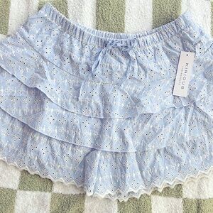 Kirious Los Angeles Light Blue Embroidered Skort